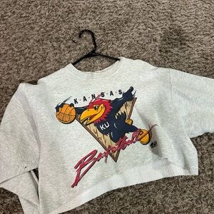 Kansas Jayhawks Gray Graphic Crop Top
